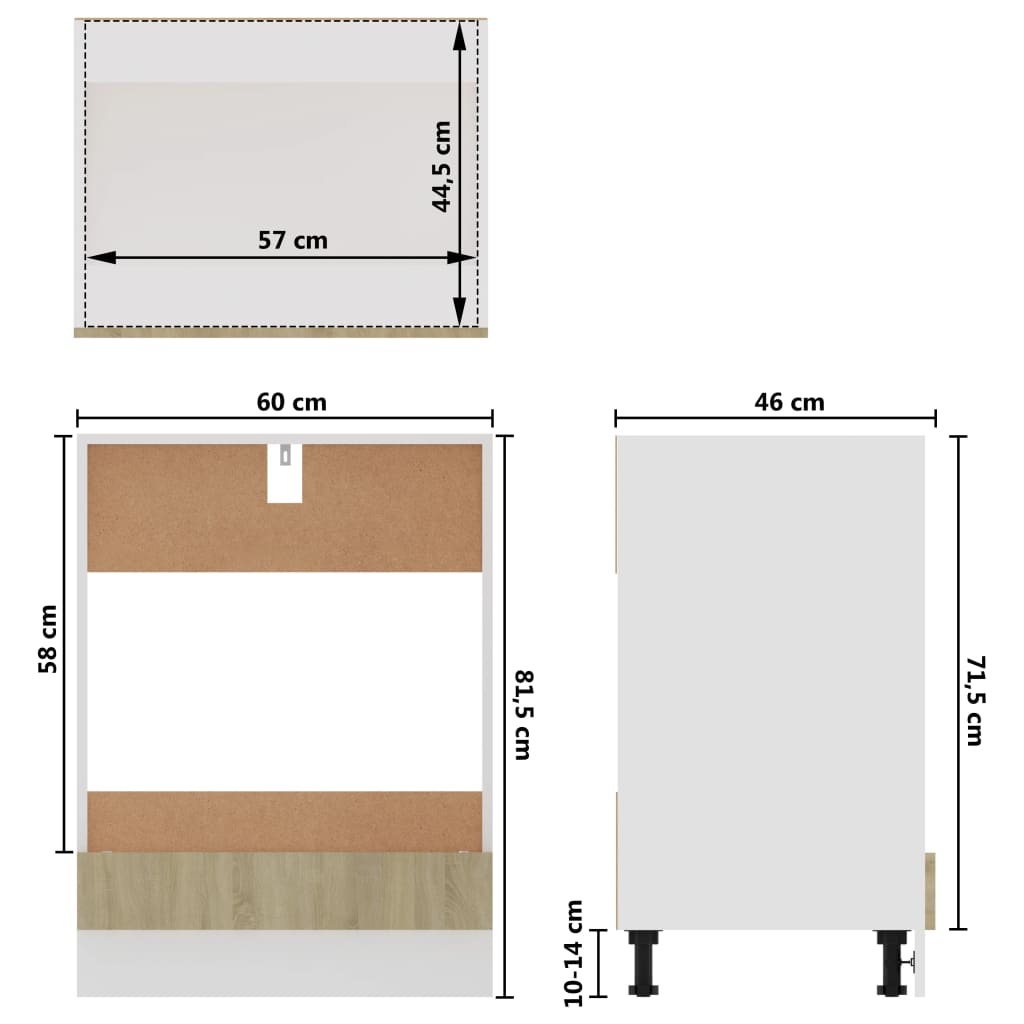 vidaXL Herdumbauschrank Sonoma-Eiche 60x46x81,5 cm Holzwerkstoff