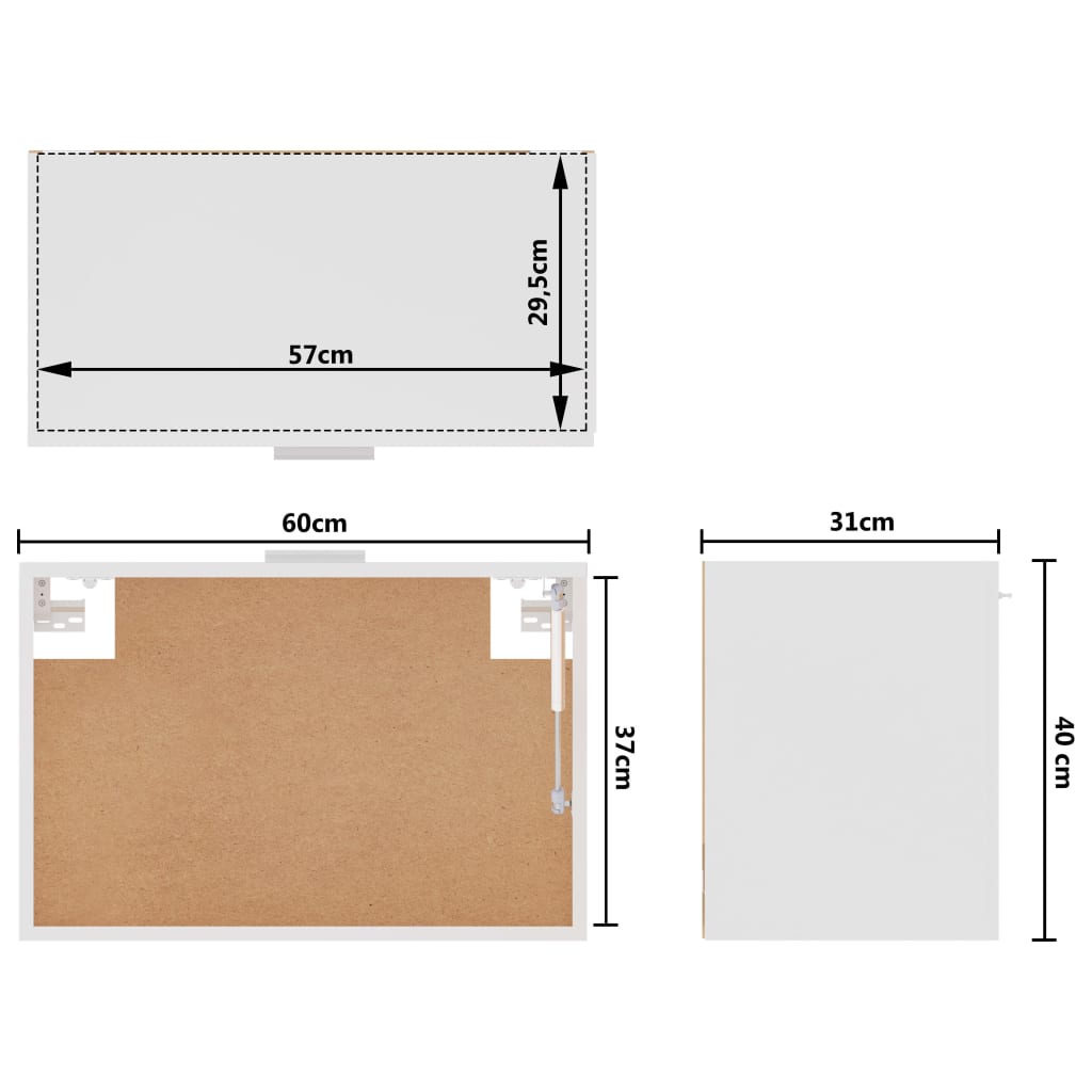 vidaXL Hängeschrank Weiß 60x31x40 cm Holzwerkstoff