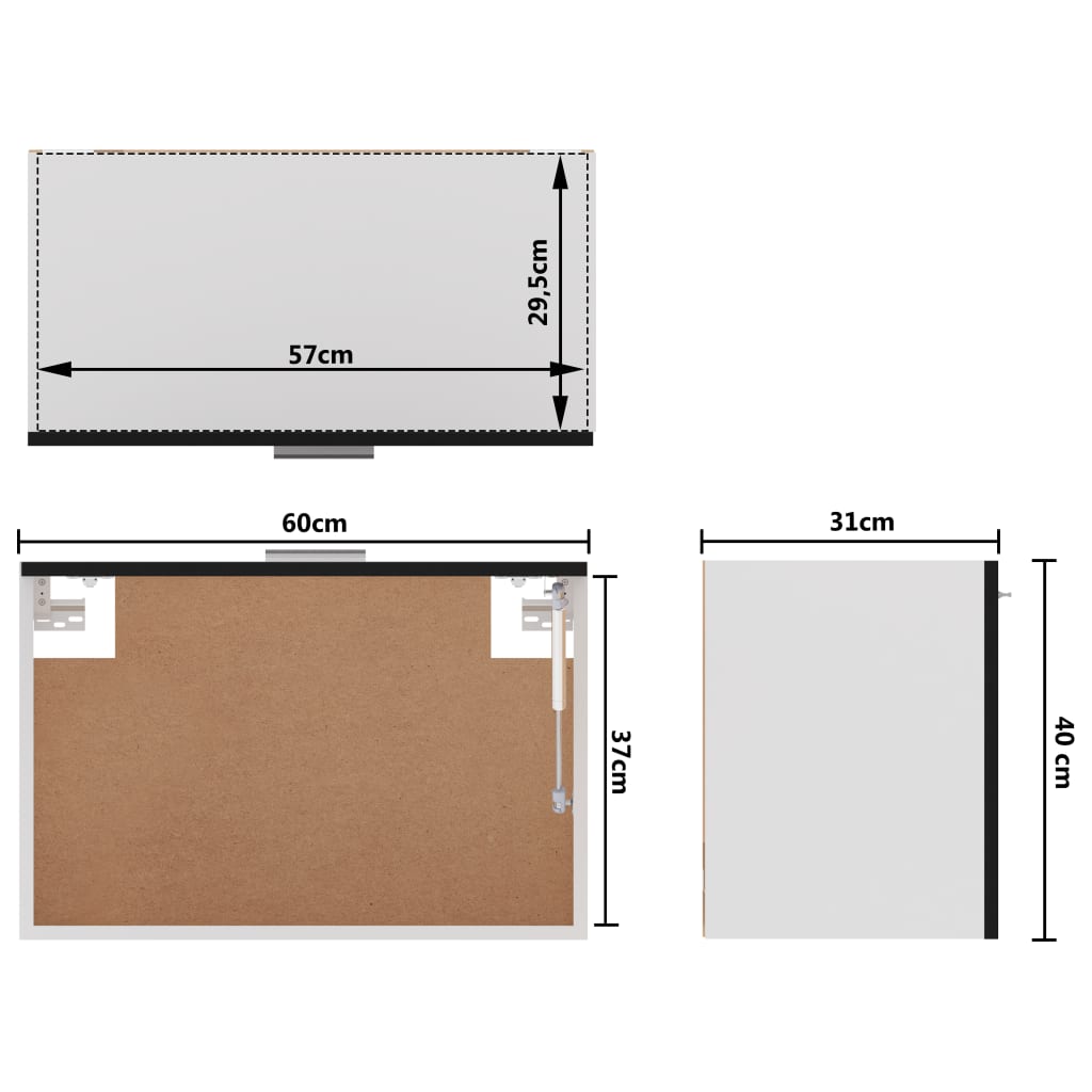 Hängeschrank Schwarz 60x31x40 cm Holzwerkstoff Stilecasa