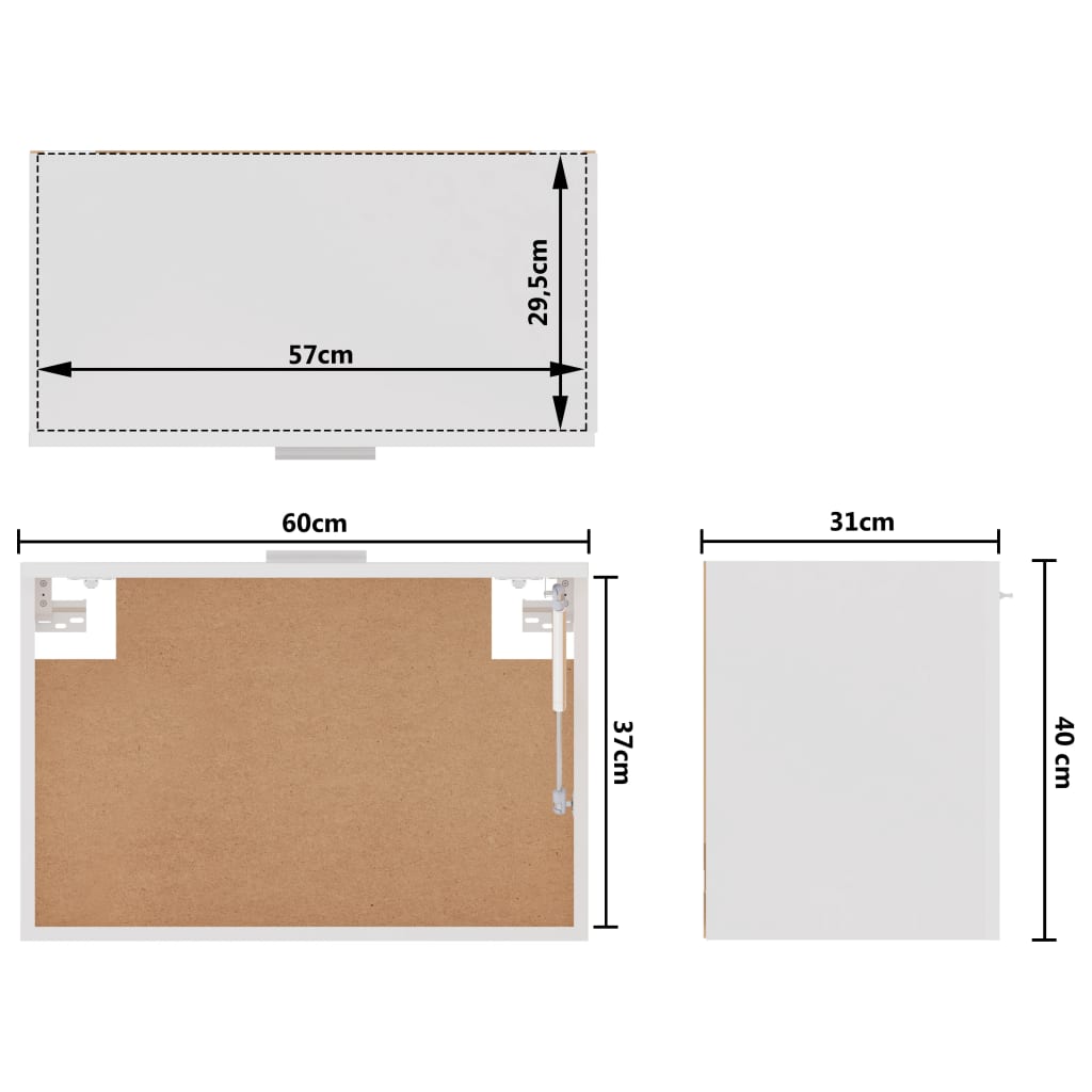 vidaXL Hängeschrank Hochglanz-Weiß 60x31x40 cm Holzwerkstoff