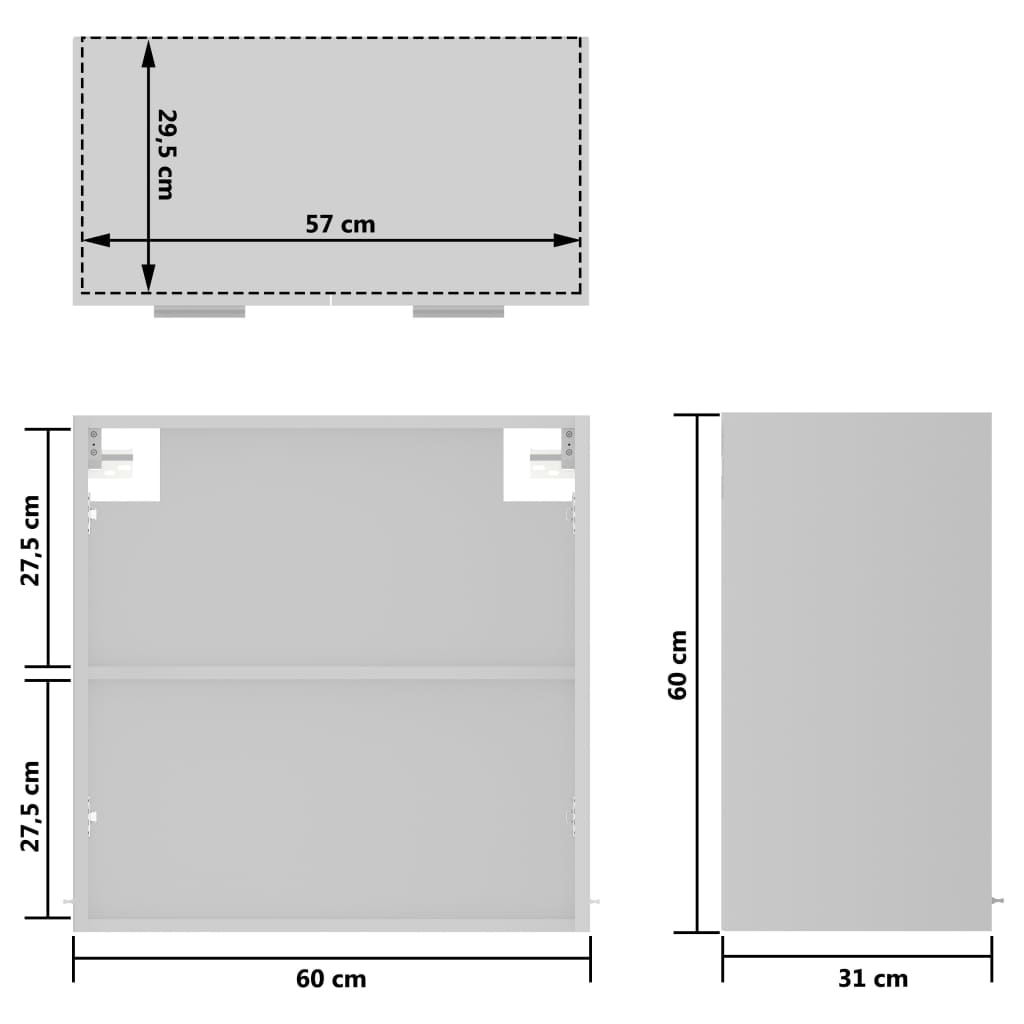 vidaXL Hängeglasschrank Weiß 60x31x60 cm Holzwerkstoff