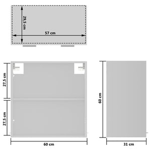 vidaXL Hängeglasschrank Weiß 60x31x60 cm Holzwerkstoff