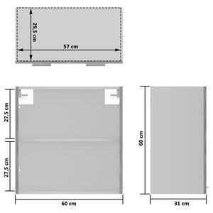 vidaXL Hängeglasschrank Betongrau 60x31x60 cm Holzwerkstoff