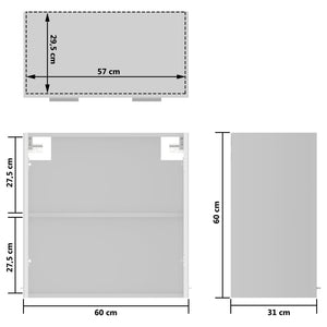 vidaXL Hängeglasschrank Hochglanz-Weiß 60x31x60 cm Holzwerkstoff