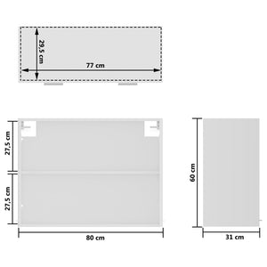 vidaXL Hängeglasschrank Weiß 80x31x60 cm Holzwerkstoff