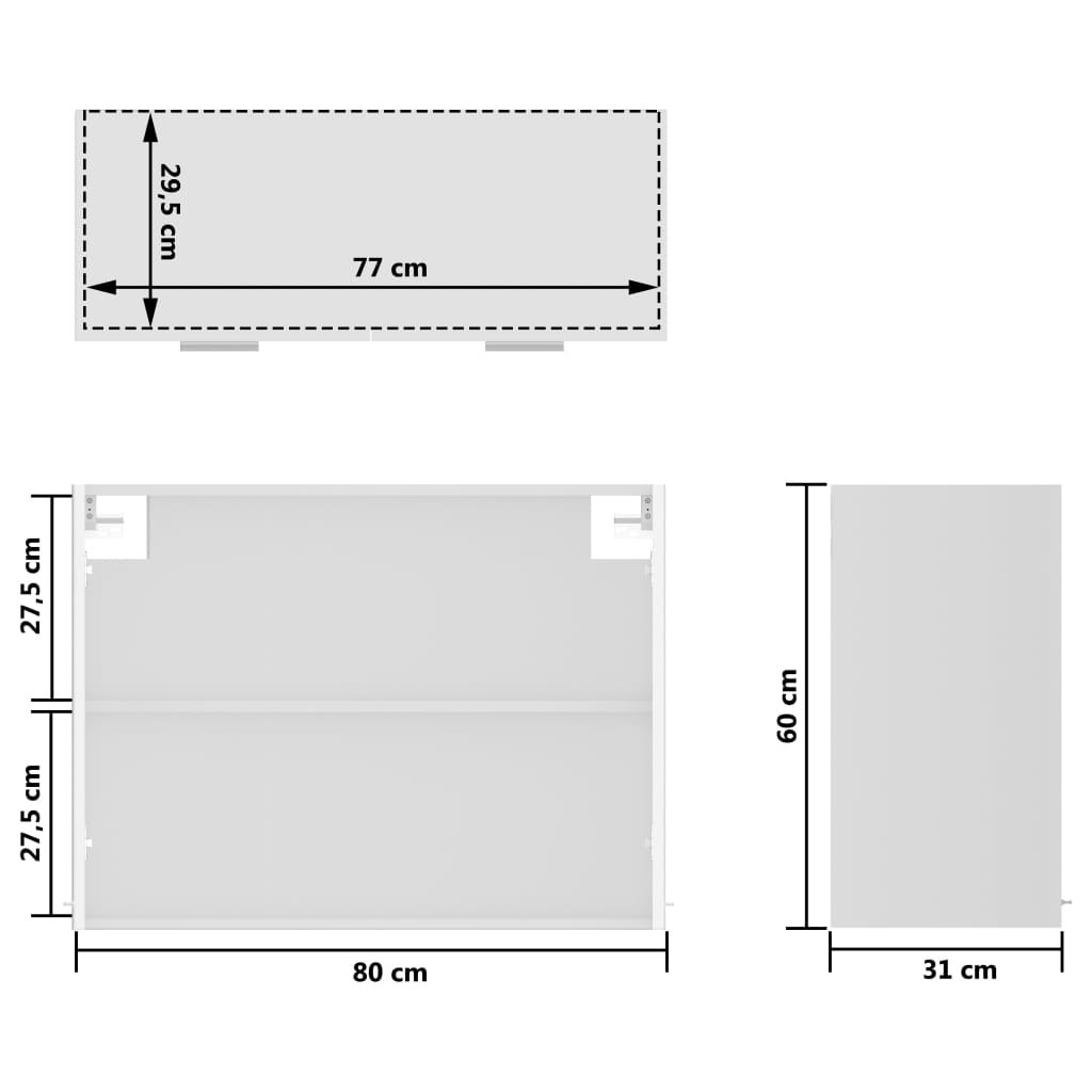 vidaXL Hängeglasschrank Hochglanz-Weiß 80x31x60 cm Holzwerkstoff