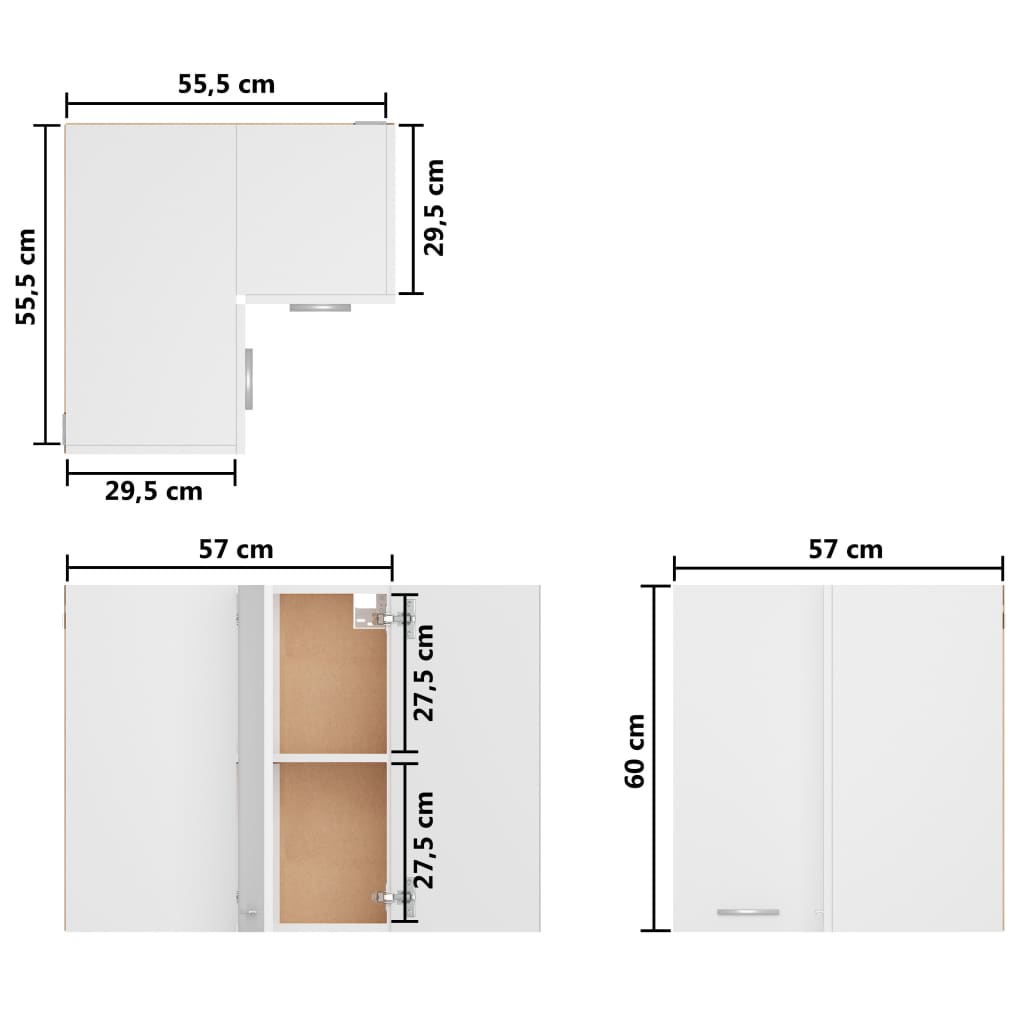 vidaXL Eckhängeschrank Weiß 57x57x60 cm Holzwerkstoff