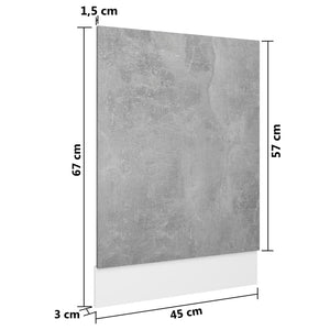 vidaXL Geschirrspülerblende Betongrau 45x3x67 cm Holzwerkstoff