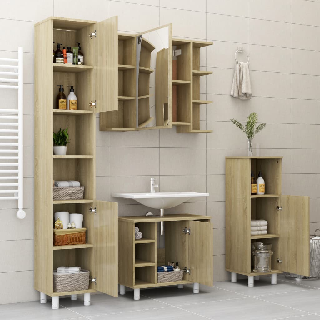 Badezimmerschrank Sonoma-Eiche 30x30x95 cm Holzwerkstoff