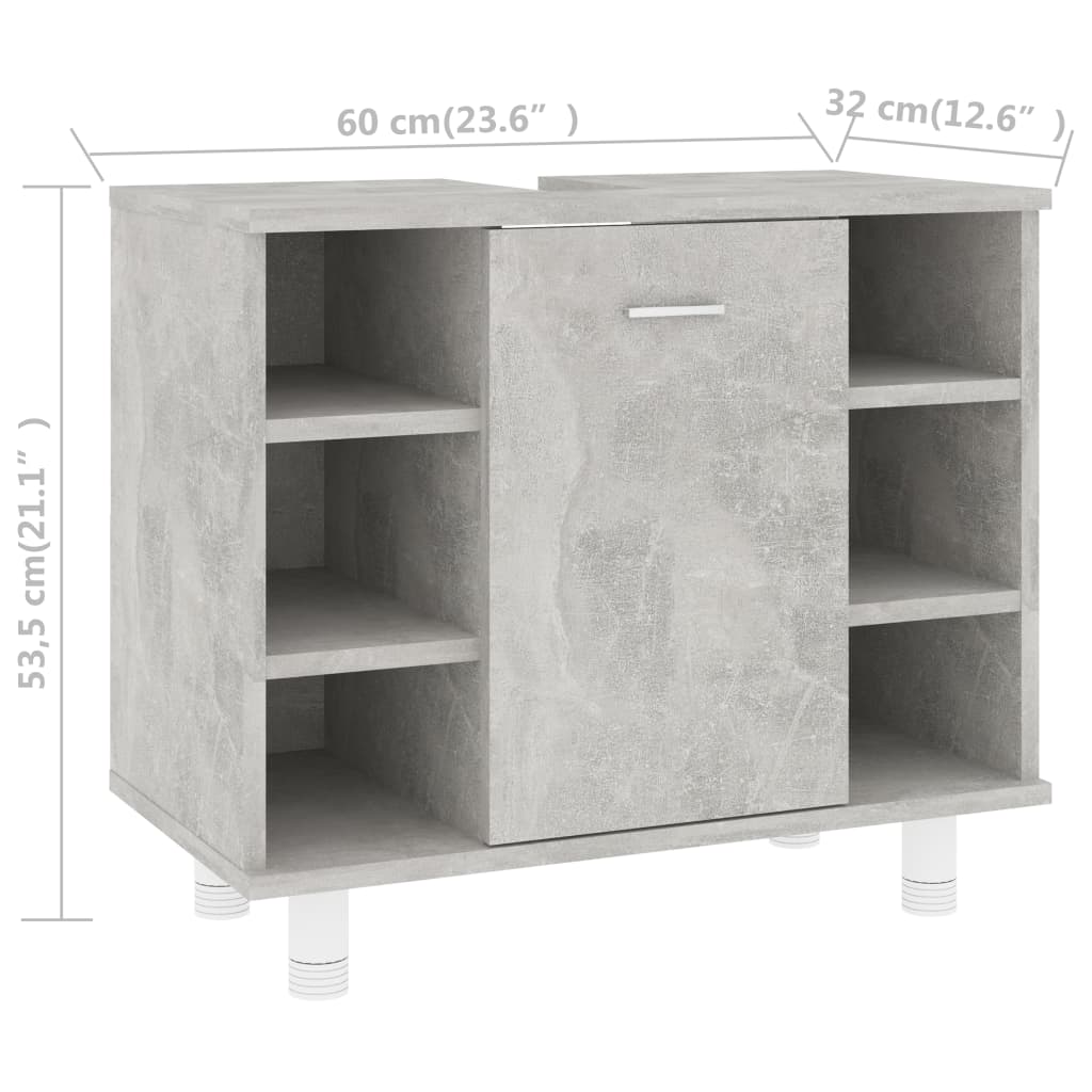 Badezimmerschrank Betongrau 60x32x53,5 cm Holzwerkstoff Stilecasa