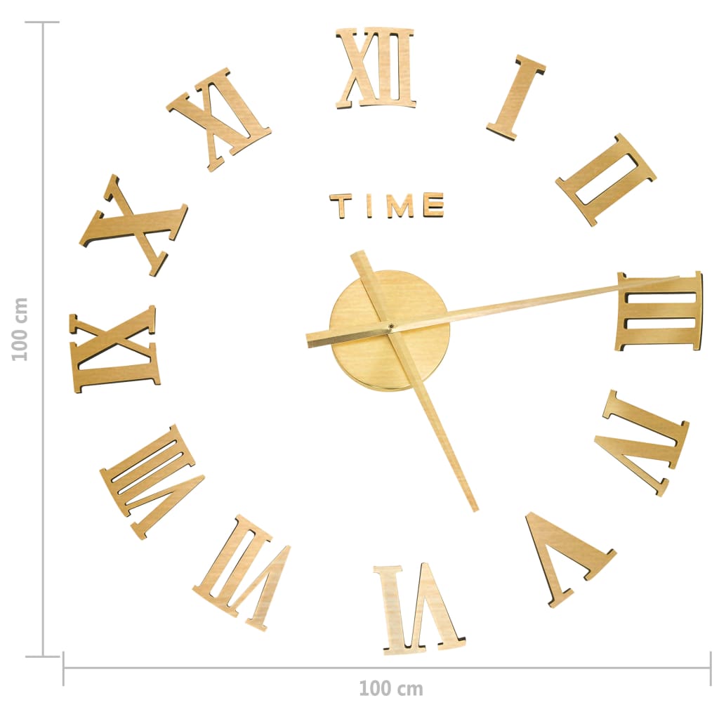 3D-Wanduhr Modernes Design Golden 100 cm XXL