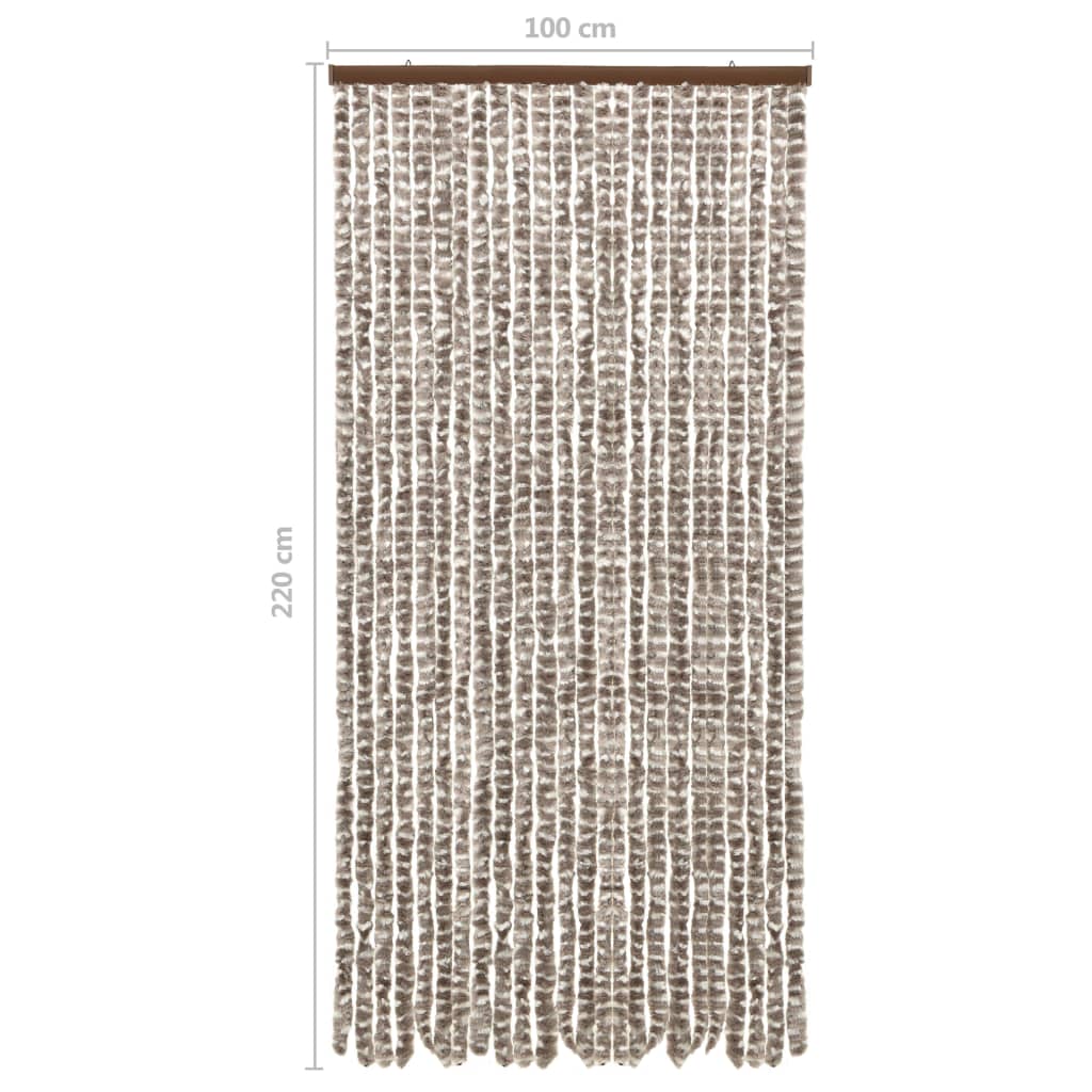 vidaXL Insektenschutz-Vorhang Taupe und Weiß 100x220 cm Chenille