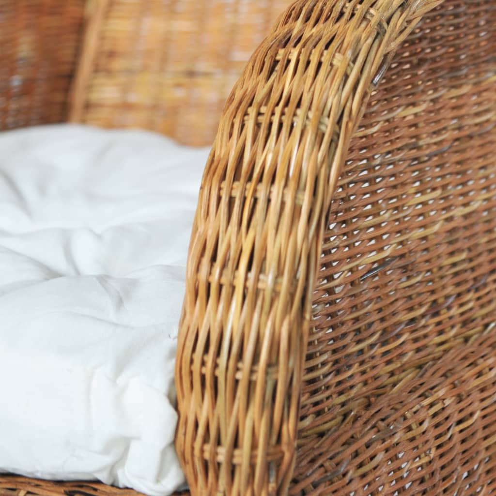 Sessel mit Kissen Hellbraun Natur-Rattan und Leinen