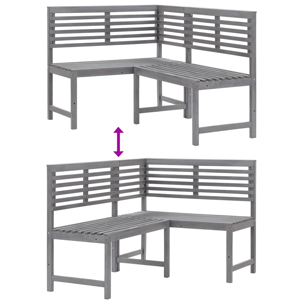 vidaXL Garten-Eckbank Grau 140 cm Massivholz Akazie