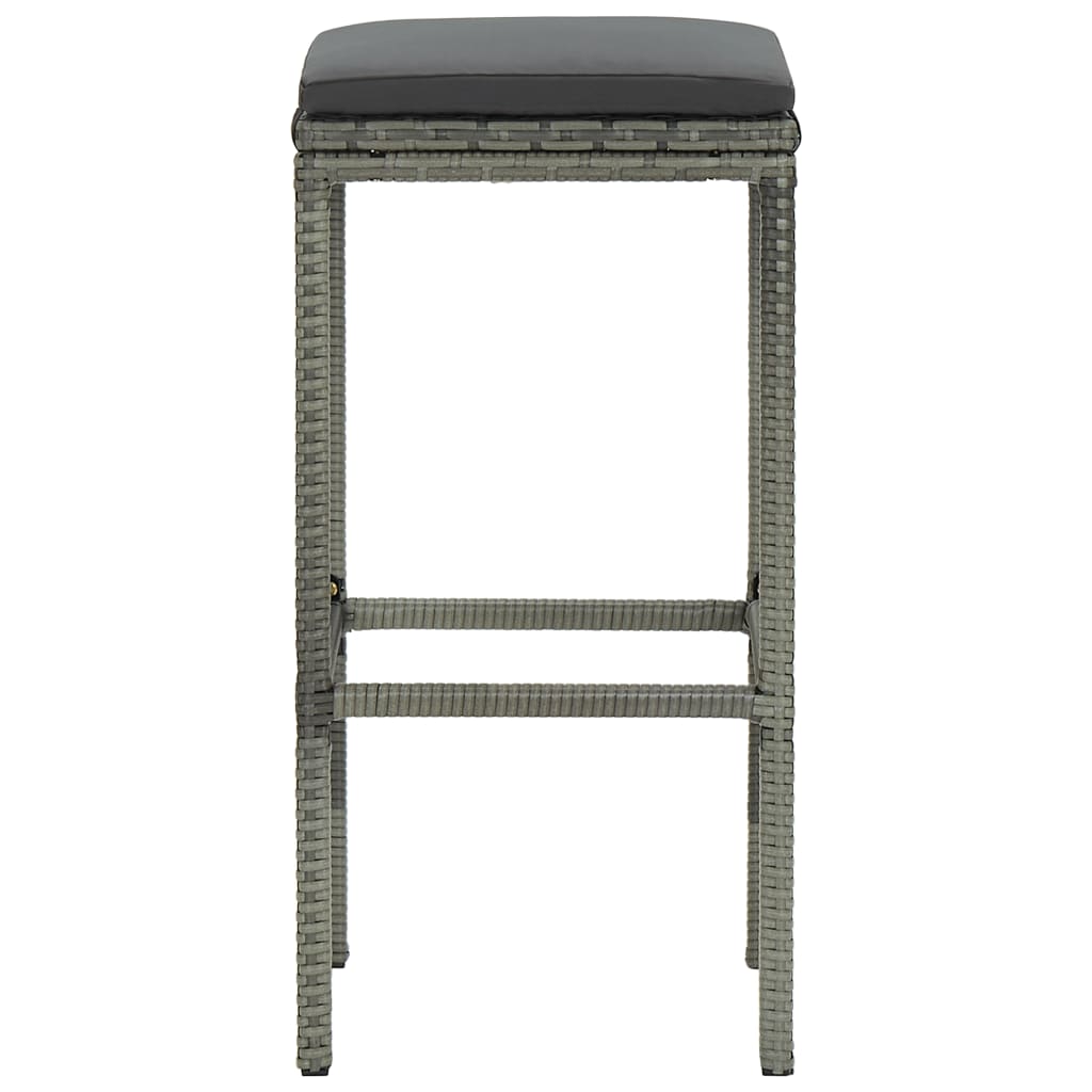 Barhocker mit Kissen 6 Stk. Grau Poly Rattan Stilecasa