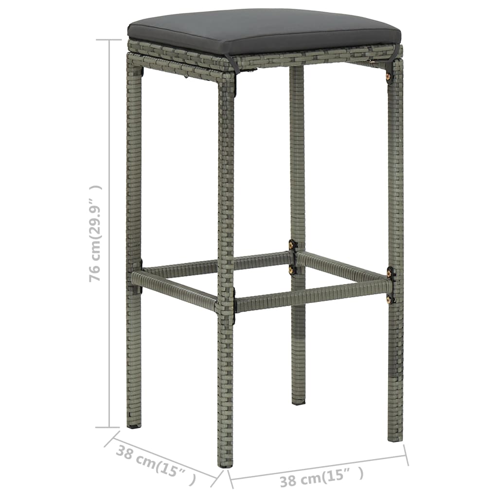 Barhocker mit Kissen 6 Stk. Grau Poly Rattan Stilecasa