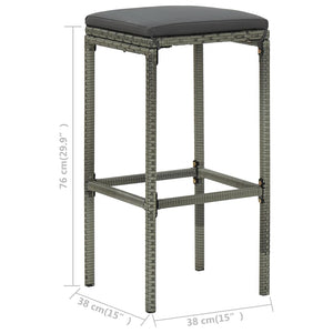 Barhocker mit Kissen 6 Stk. Grau Poly Rattan Stilecasa