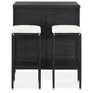 vidaXL 3-tlg. Bar Set Poly Rattan Schwarz