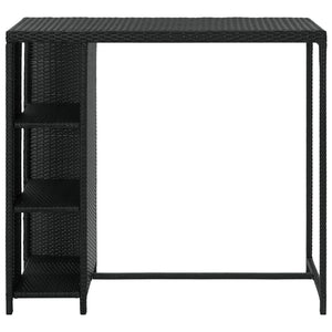 Bartisch mit Regal Schwarz 120x60x110 cm Poly Rattan