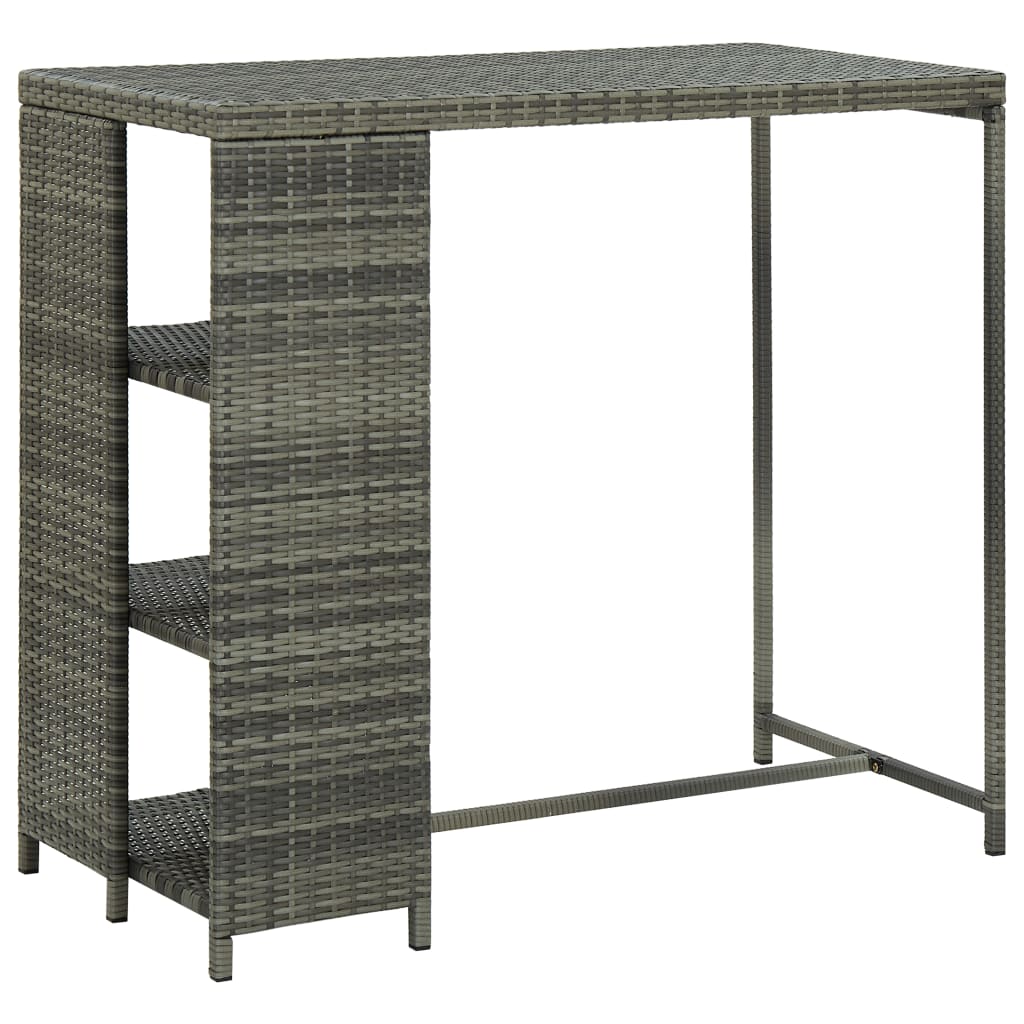 vidaXL Bartisch mit Regal Grau 120x60x110 cm Poly Rattan