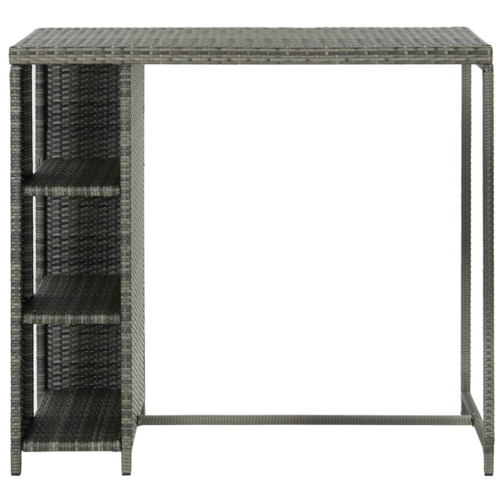 vidaXL Bartisch mit Regal Grau 120x60x110 cm Poly Rattan