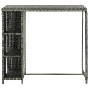 vidaXL Bartisch mit Regal Grau 120x60x110 cm Poly Rattan