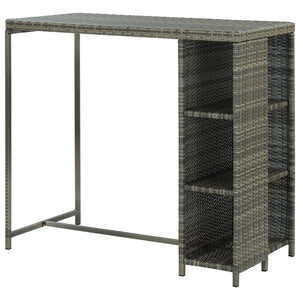 vidaXL Bartisch mit Regal Grau 120x60x110 cm Poly Rattan