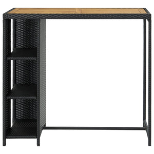 Bartisch mit Regal Schwarz 120x60x110 cm Poly Rattan