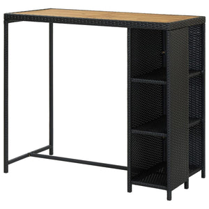 Bartisch mit Regal Schwarz 120x60x110 cm Poly Rattan