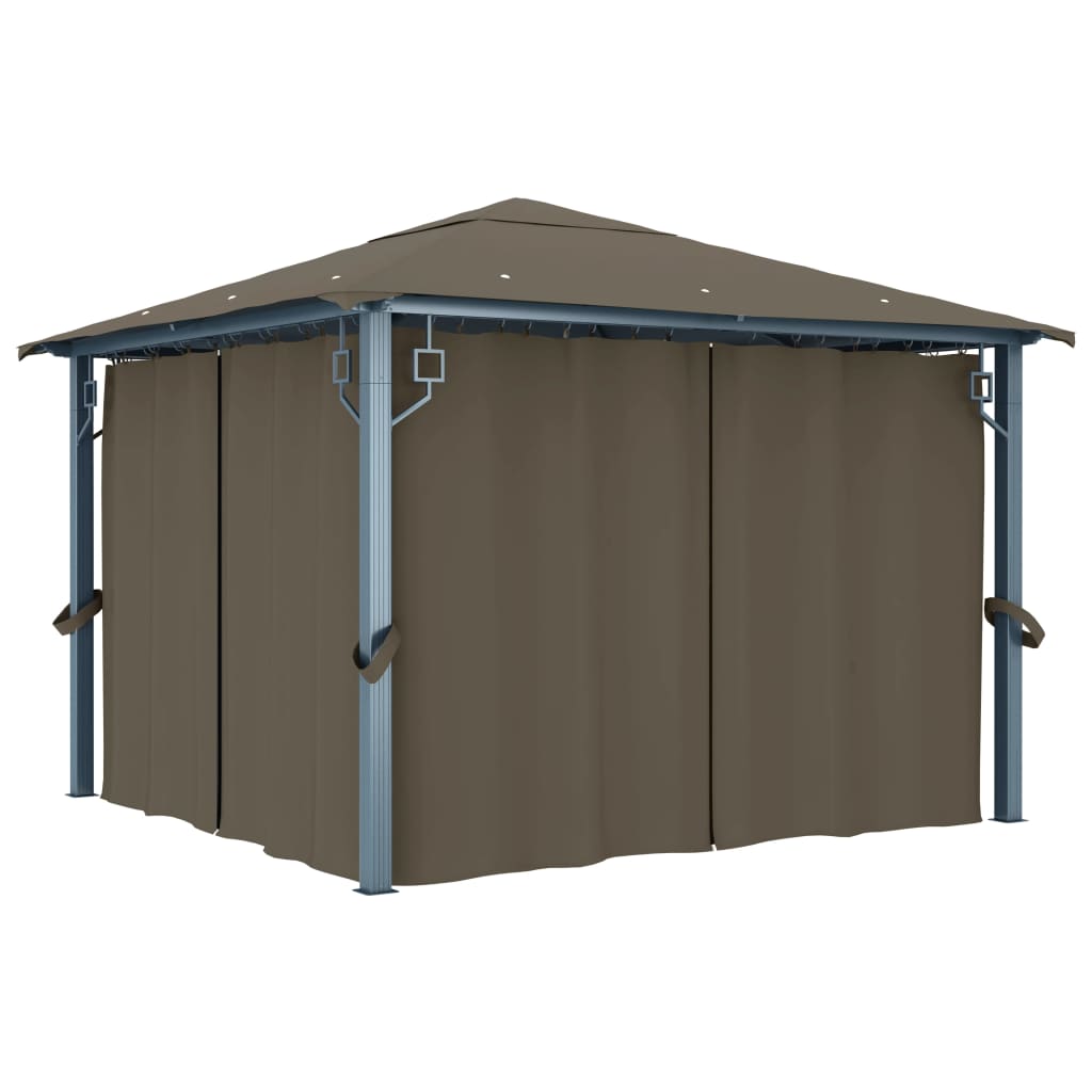 Pavillon mit Vorhang 300x300 cm Taupe Aluminium