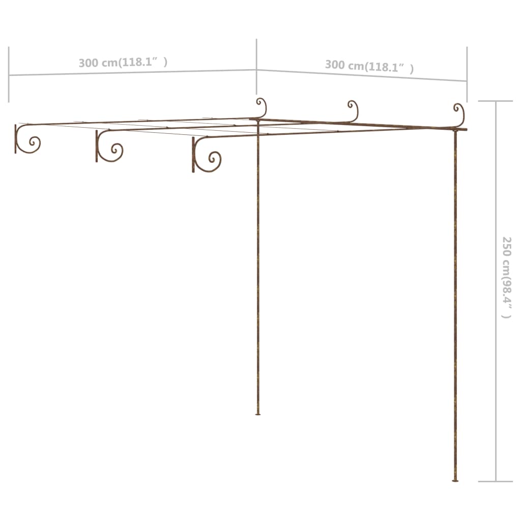 Garten-Pergola Antik-Braun 3x3x2,5 m Eisen