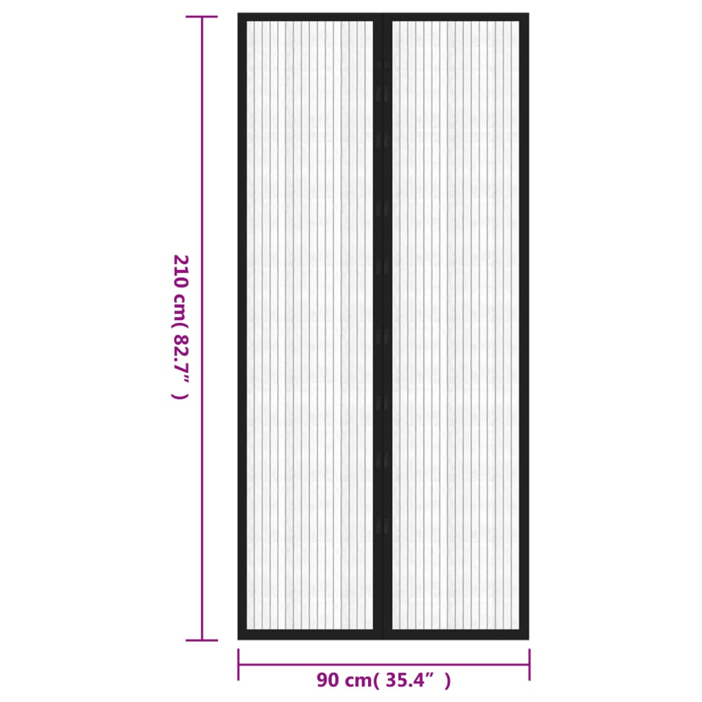 vidaXL Fliegengitter-Türvorhänge 2 Stk. Magnet Schwarz 210x90 cm