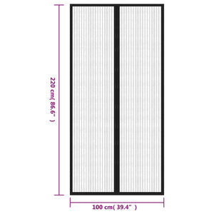 vidaXL Fliegengitter-Türvorhänge 2 Stk. Magnet Schwarz 220x100 cm