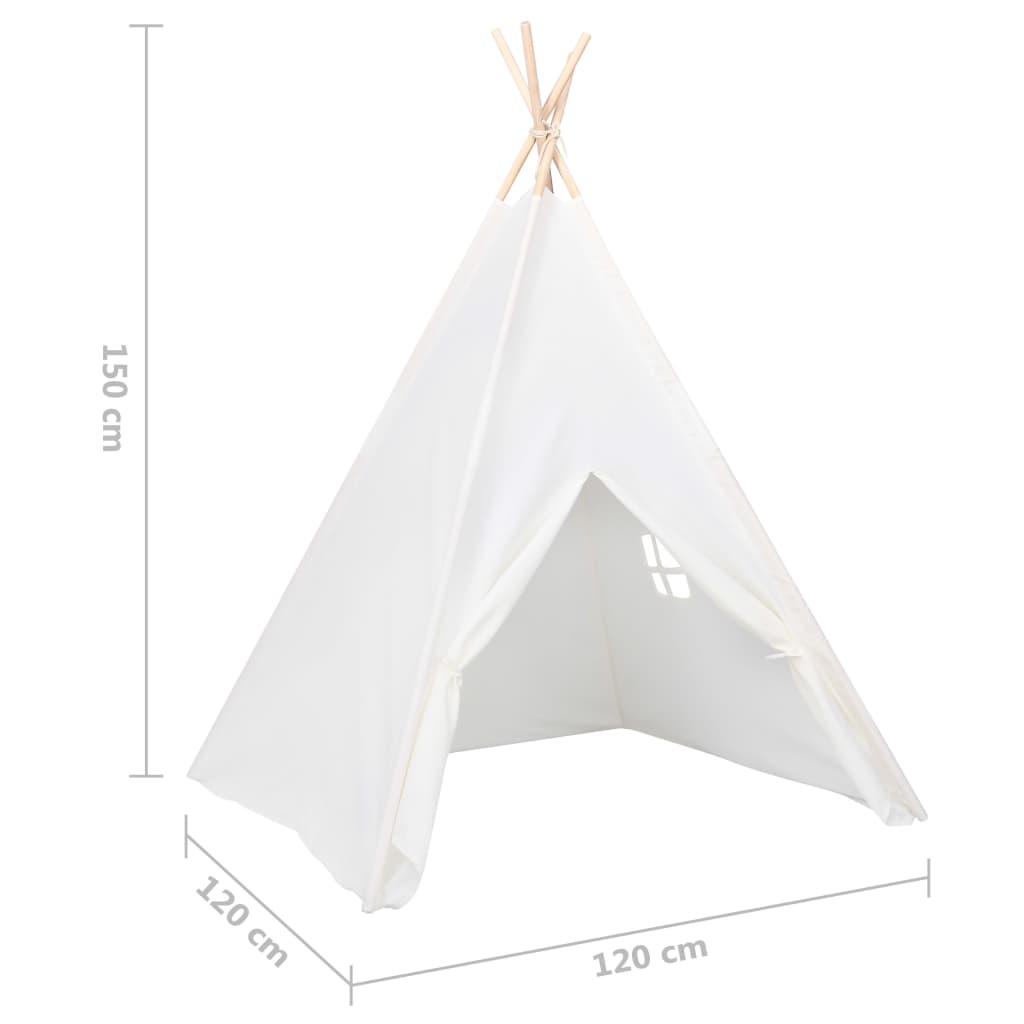 Kinder Tipi-Zelt mit Tasche Pfirsichhaut Weiß 120x120x150 cm Stilecasa