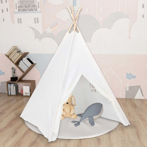 Kinder Tipi-Zelt mit Tasche Pfirsichhaut Weiß 120x120x150 cm Stilecasa