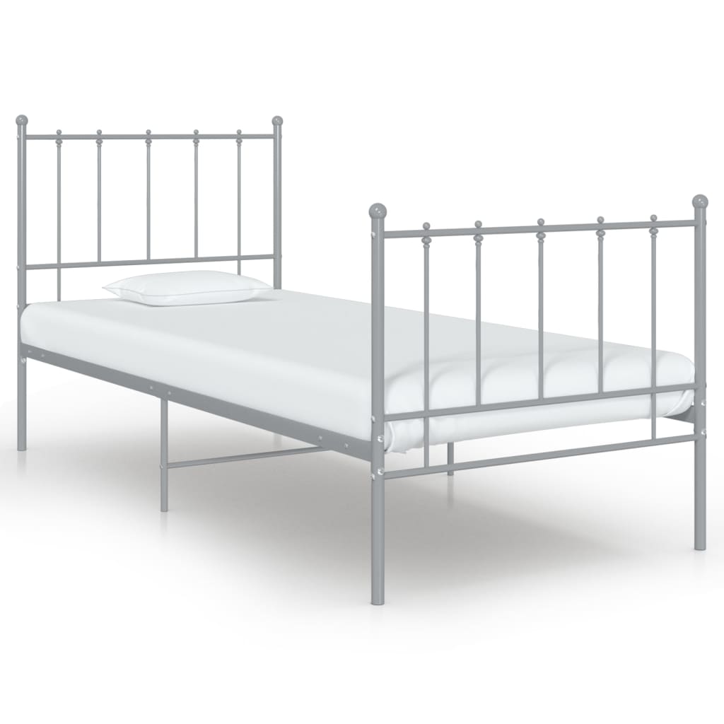 vidaXL Bett Grau Metall 100x200 cm