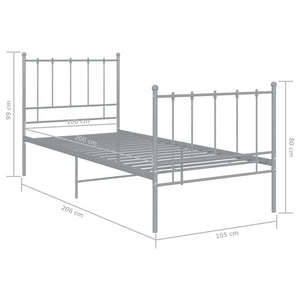 vidaXL Bett Grau Metall 100x200 cm