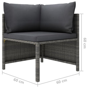 vidaXL 2-Sitzer-Gartensofa mit Polstern Grau Poly Rattan