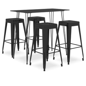 vidaXL 5-tlg. Bar-Set Schwarz