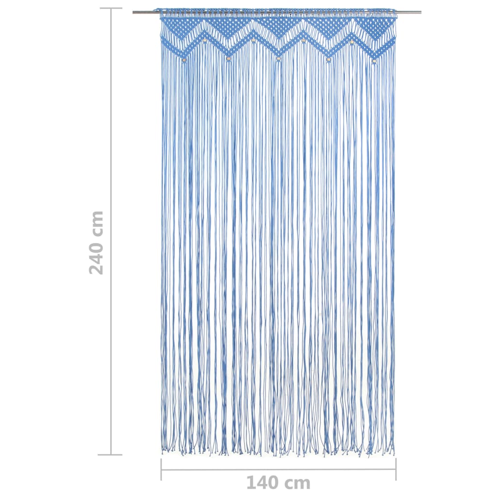 vidaXL Makramee Vorhang Blau 140x240 cm Baumwolle