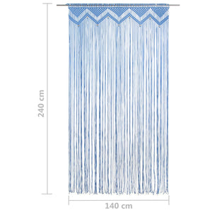 vidaXL Makramee Vorhang Blau 140x240 cm Baumwolle