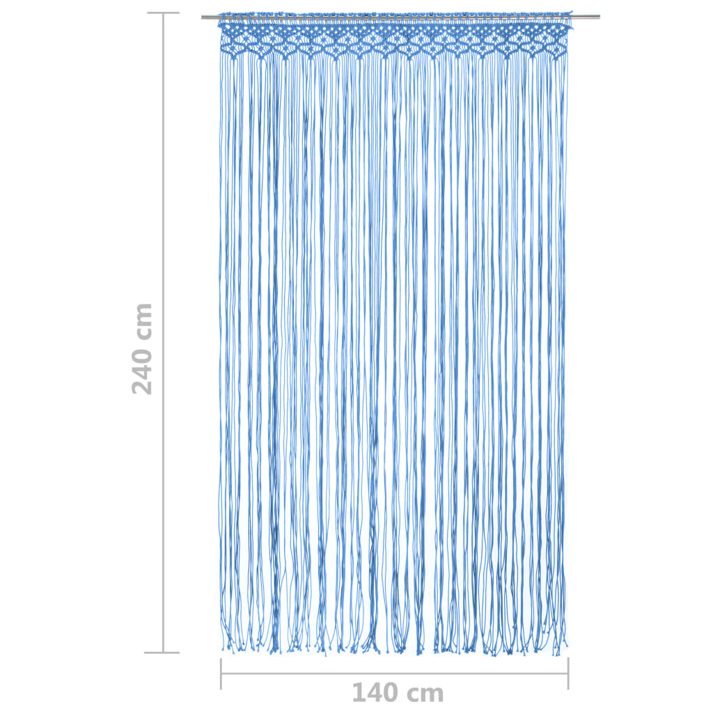 vidaXL Makramee Vorhang Blau 140x240 cm Baumwolle