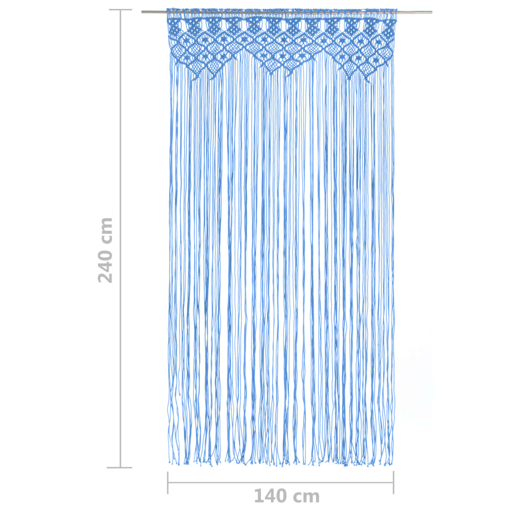 vidaXL Makramee Vorhang Blau 140x240 cm Baumwolle