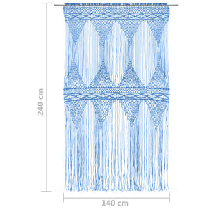 vidaXL Makramee Vorhang Blau 140x240 cm Baumwolle