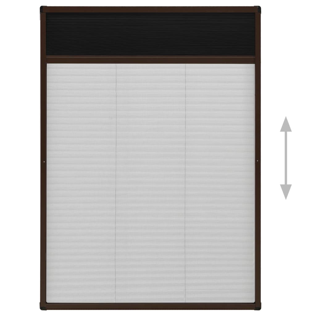 vidaXL Insektenschutz-Plissee für Fenster Aluminium Braun 80x120 cm