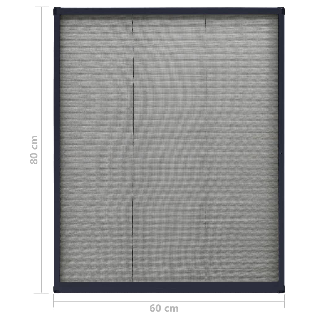 Insektenschutz-Plissee für Fenster Aluminium Anthrazit 60x80cm Stilecasa