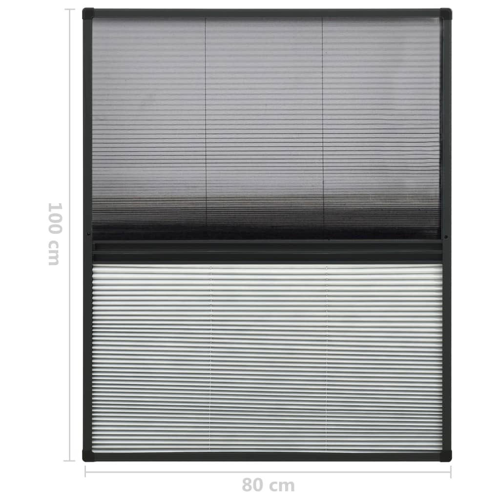 vidaXL Insektenschutz-Plissee für Fenster Alu 80x100 cm mit Jalousie