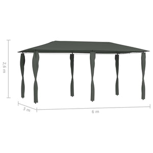 Pavillon mit Pfostenverkleidung 2,98x5,3x2,59 m Grau 160 g/m² VIDAXL