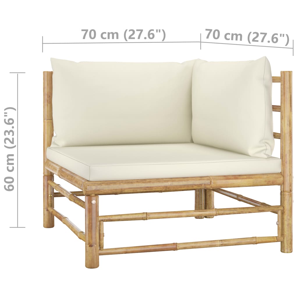 vidaXL 2-tlg. Garten-Lounge-Set mit Kissen Cremeweiß Bambus