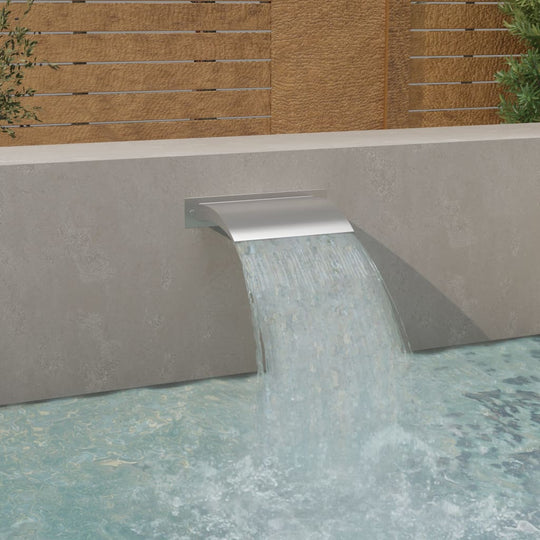 vidaXL Pool-Wasserfall Silber 45x9x26 cm Edelstahl